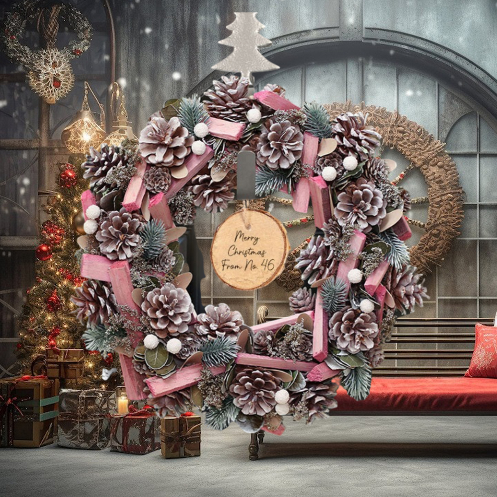 Personalised Luxury Christmas Festive Pink Frosted Wreath 36cm Personalised Luxury Christmas Festive Pink Frosted Wreath 36cm