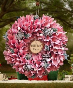 Personalised Rose Pink Christmas Wreath 35cm