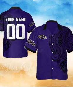 Personalize NFL Baltimore Ravens Polynesian Tattoo Design Hawaiian Shirt
