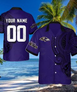 Personalize NFL Baltimore Ravens Polynesian Tattoo Design Hawaiian Shirt