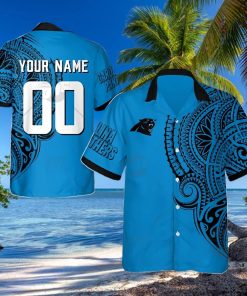 Personalize NFL Carolina Panthers Polynesian Tattoo Design Hawaiian Shirt