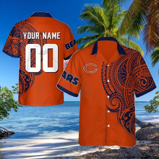 Personalize NFL Chicago Bears Polynesian Tattoo Design Hawaiian Shirt