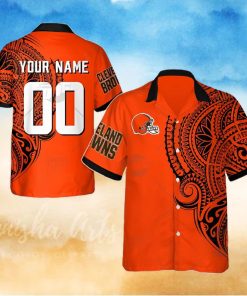 Personalize NFL Cleveland Browns Polynesian Tattoo Design Hawaiian Shirt