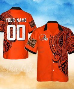 Personalize NFL Cleveland Browns Polynesian Tattoos Design Hawaiian Shirt