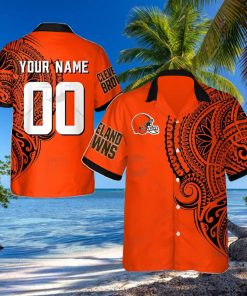 Personalize NFL Cleveland Browns Polynesian Tattoos Design Hawaiian Shirt