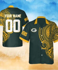 Personalize NFL Green Bay Packers Polynesian Tattoo Design Hawaiian Shirt