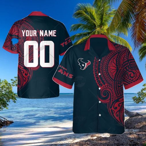Personalize NFL Houston Texans Polynesian Tattoo Design Hawaiian Shirt