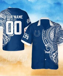 Personalize NFL Indianapolis Colts Polynesian Tattoo Design Hawaiian Shirt