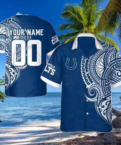 Personalize NFL Indianapolis Colts Polynesian Tattoo Design Hawaiian Shirt