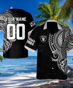 Personalize NFL Las Vegas Raiders Polynesian Tattoo Design Hawaiian Shirt