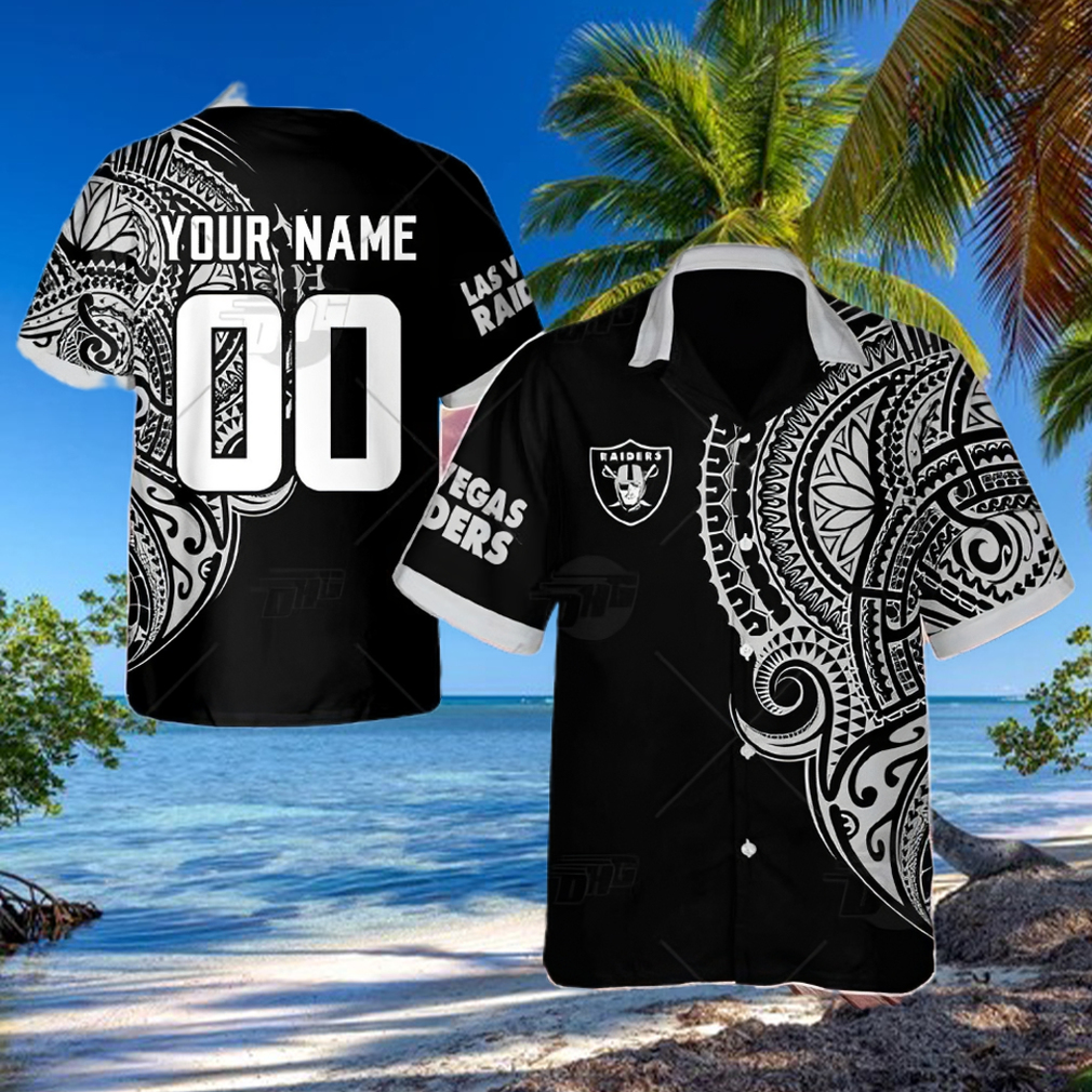 Personalize NFL Las Vegas Raiders Polynesian Tattoo Design Hawaiian Shirt