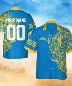 Personalize NFL Los Angeles Chargers Polynesian Tattoo Design Hawaiian Shirt