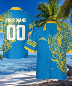 Personalize NFL Los Angeles Chargers Polynesian Tattoo Design Hawaiian Shirt