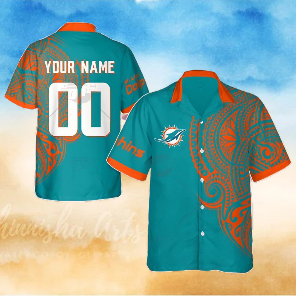 Personalize NFL Miami Dolphins Polynesian Tattoo Design Hawaiian Shirt