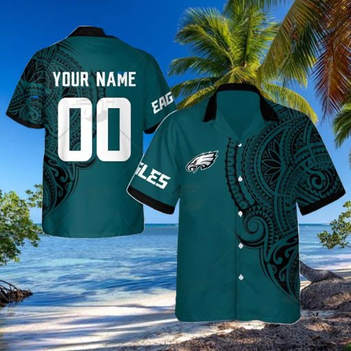 Personalize NFL Philadelphia Eagles Polynesian Tattoo Design Hawaiian Shirt