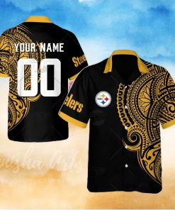 Personalize NFL Pittsburgh Steelers Polynesian Tattoo Design Hawaiian Shirt