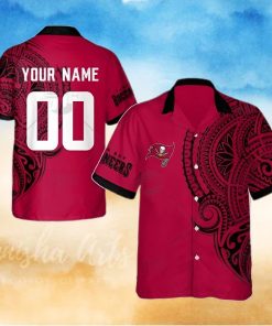 Personalize NFL Tampa Bay Buccaneers Polynesian Tattoo Design Hawaiian Shirt