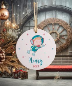 Personalize Name Ornament Baby Astronaut • Baby Astronaut First Christmas Ceramic Ornament • First Christmas with Baby Ornament • ON003