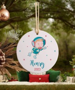 Personalize Name Ornament Baby Astronaut • Baby Astronaut First Christmas Ceramic Ornament • First Christmas with Baby Ornament • ON003