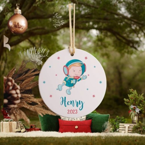 Personalize Name Ornament Baby Astronaut • Baby Astronaut First Christmas Ceramic Ornament • First Christmas with Baby Ornament • ON003