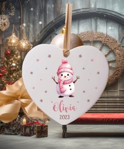 Personalize Name Snowman Newborn Baby Ornament • Ceramic Ornament Gift for Mom To Be • First Christmas with Baby Ornament • ON003 1