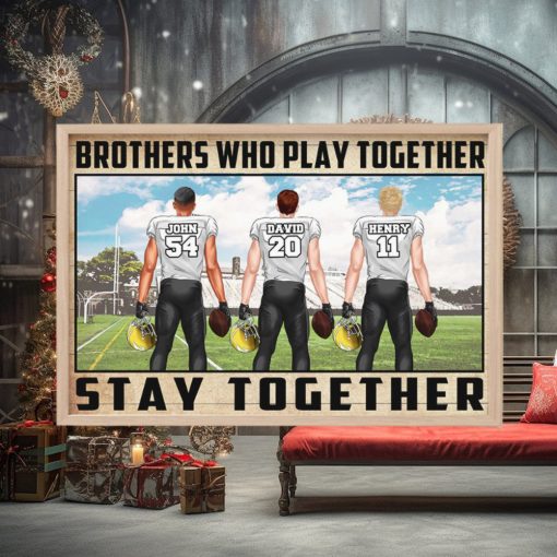 Personalized American Football Brothers Poster   Brothers Who Play Together