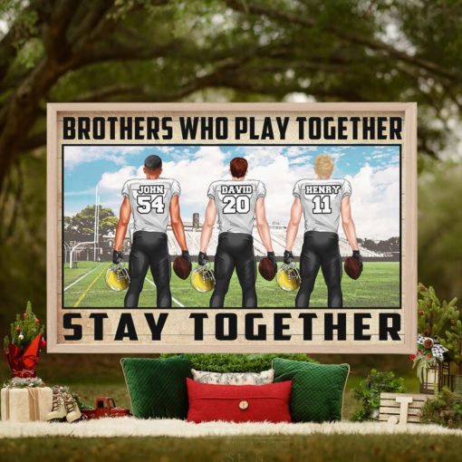 Personalized American Football Brothers Poster   Brothers Who Play Together