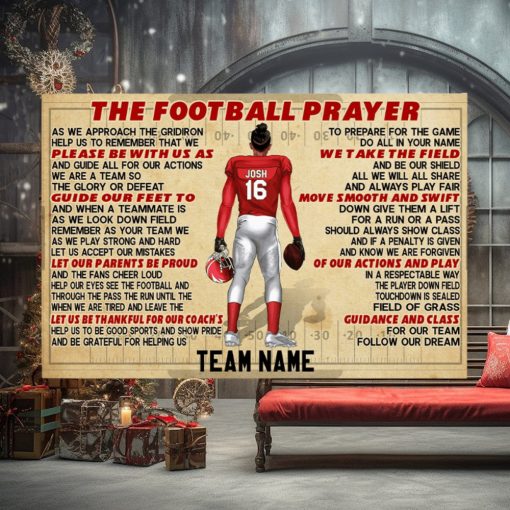 Personalized American Football Poster  The Football Prayer   Custom Team Name