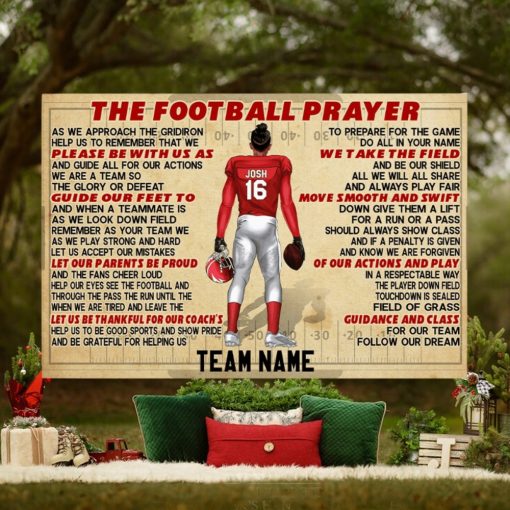 Personalized American Football Poster  The Football Prayer   Custom Team Name