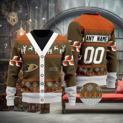 Personalized Anaheim Ducks Sweater, Funny Xmas and Family Holiday Apparel