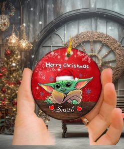 Personalized Baby Yoda Mandalorian Christmas 2022 Ceramic Tree Ornaments