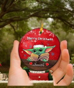 Personalized Baby Yoda Mandalorian Christmas 2022 Ceramic Tree Ornaments