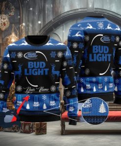 Personalized Black Bud Light Ugly Sweater, Christmas Gift Apparel, Merry Ugly Christmas Sweater