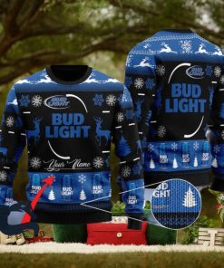 Personalized Black Bud Light Ugly Sweater, Christmas Gift Apparel, Merry Ugly Christmas Sweater