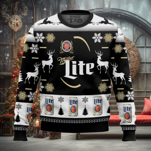 Personalized Black Miller Lite Ugly Sweater