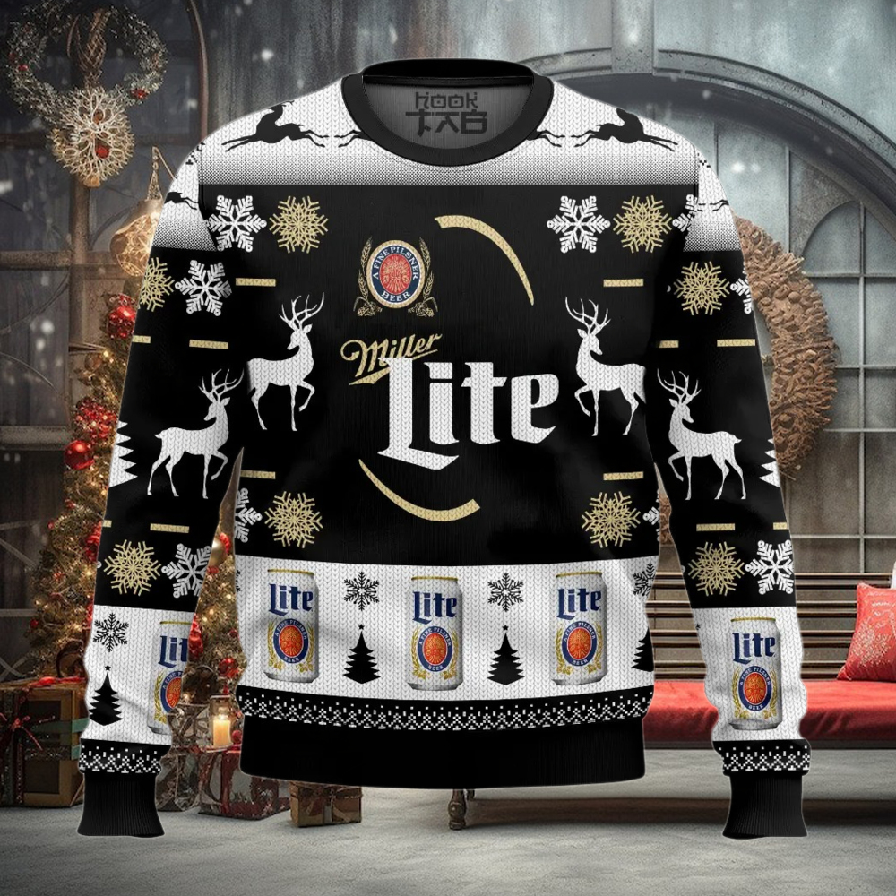 Personalized Black Miller Lite Ugly Sweater Personalized Black Miller Lite Ugly Sweater