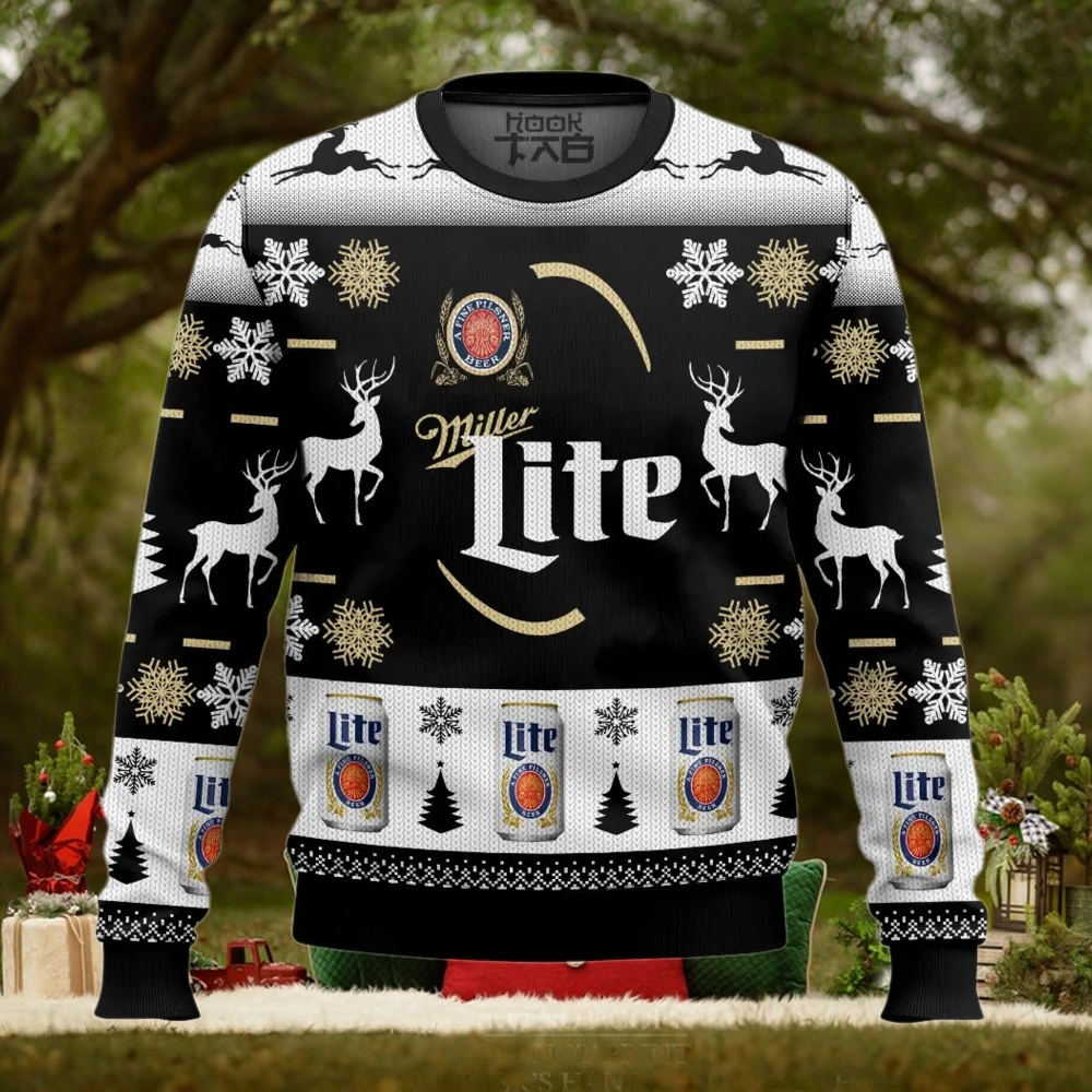 Personalized Black Miller Lite Ugly Sweater Personalized Black Miller Lite Ugly Sweater