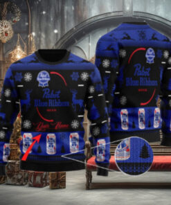 Personalized Black Pabst Blue Ribbon Ugly Sweater