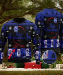 Personalized Black Pabst Blue Ribbon Ugly Sweater