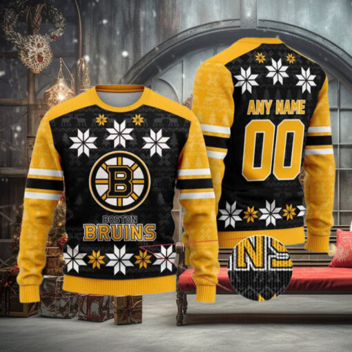 Personalized Boston Bruins Sweater, Funny Ugly Xmas Gift For Families