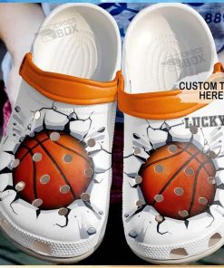 Personalized Broken Wall Basketball White Crocs