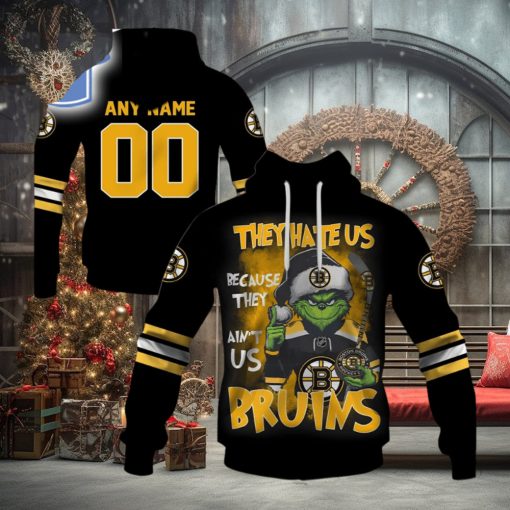 Personalized Bruins Grinch They Hate Us Because They Aint Us Bruins Hoodie