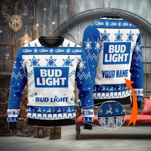 Personalized Bud Light Beer Ugly Custom Name Ugly Gift Christmas 3D Sweater For Men And Women