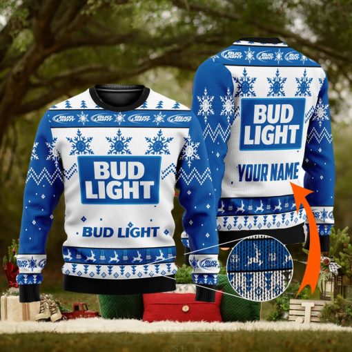 Personalized Bud Light Beer Ugly Custom Name Ugly Gift Christmas 3D Sweater For Men And Women