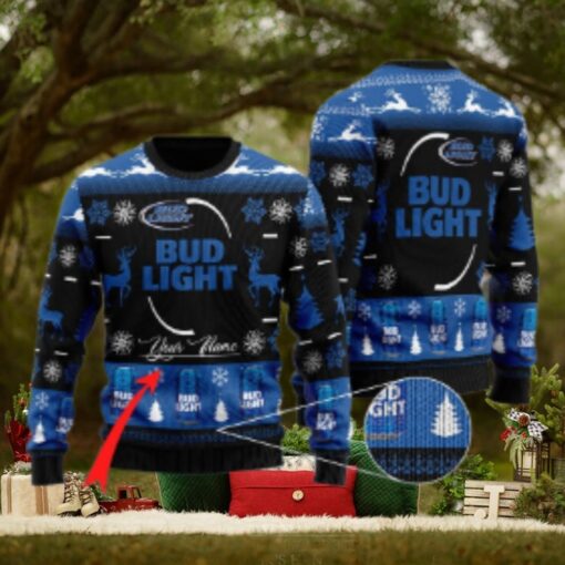 Personalized Bud Light Christmas Ugly Sweater