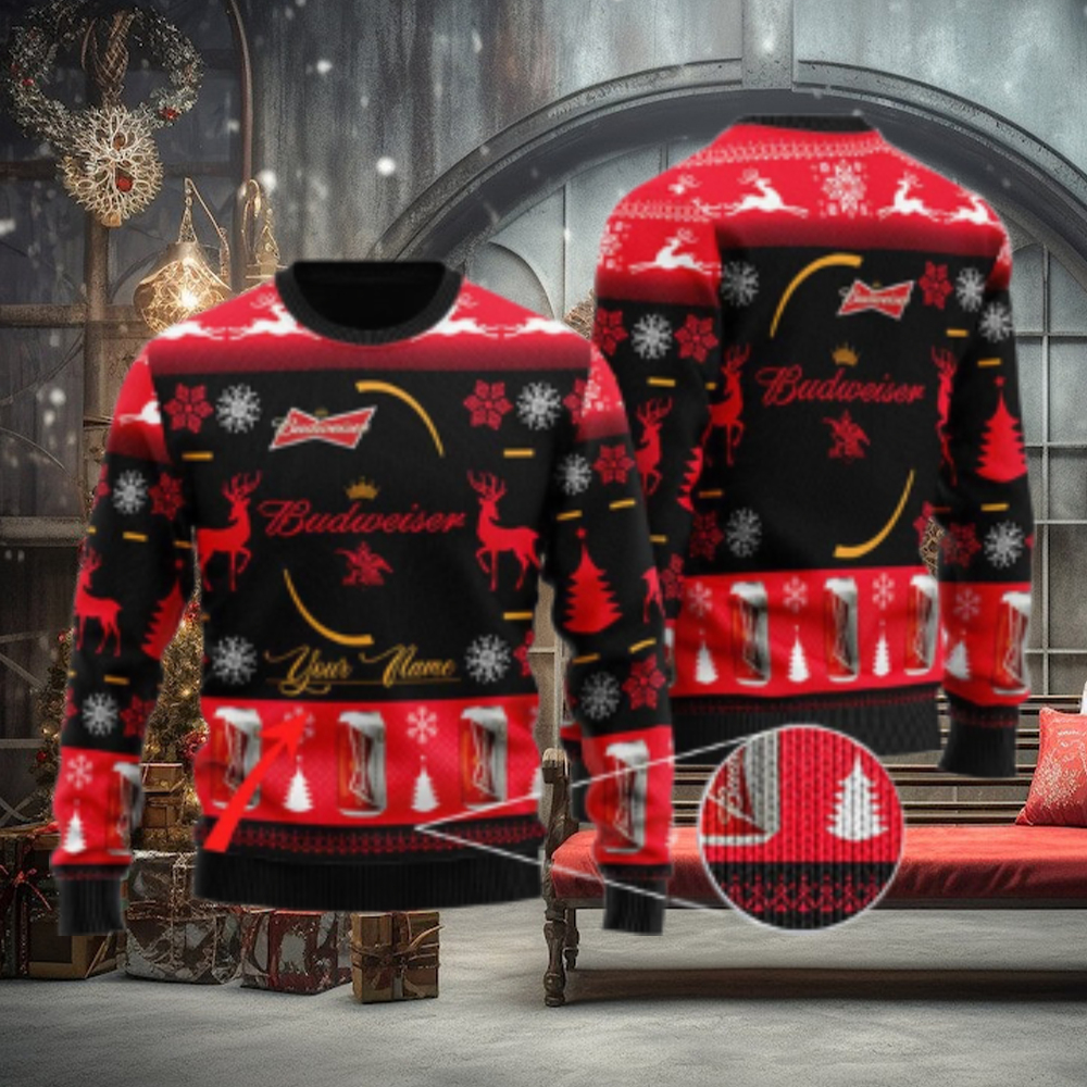 Personalized Budweiser Black Ugly Sweater Personalized Budweiser Black Ugly Sweater