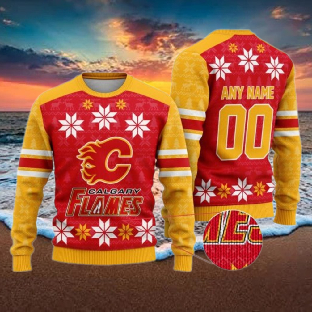 Personalized Calgary Flames Ugly Sweater For Christmas Personalized Calgary Flames Ugly Sweater For Christmas