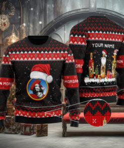 Personalized Captain Morgan Santa Reindeer Snowflake Ugly Sweater