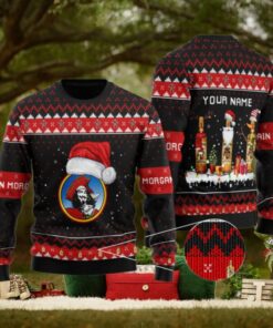 Personalized Captain Morgan Santa Reindeer Snowflake Ugly Sweater