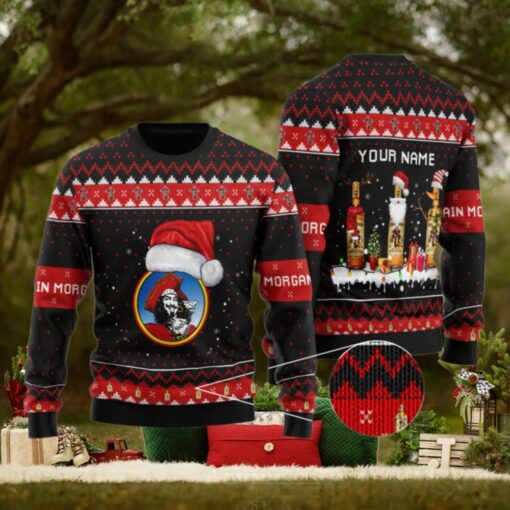 Personalized Captain Morgan Santa Reindeer Snowflake Ugly Sweater